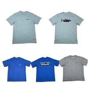 Lot Of 3 Mens Patagonia Short Sleeve T Shirt 1 Large & 2 Medium Bad Condition